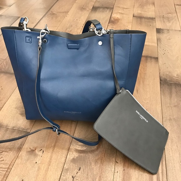 Karl Lagerfeld Handbags - Karl Lagerfeld Adele Reversible Tote Bag Blue Gray